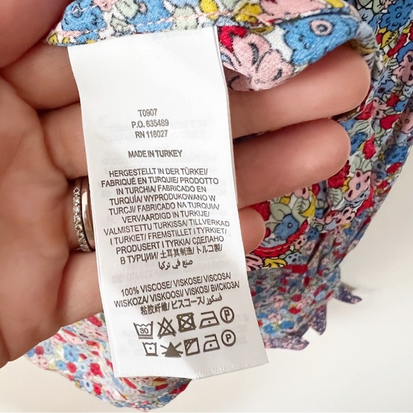 Boden Frilly Printed Popover 1/2 Button Front Blouse Size 14 NEW Blue Floral - Picture 6 of 10